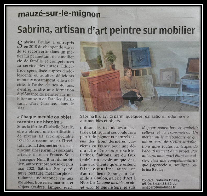 Sabrina BRULAY - Nina B Art du mobilier 2021